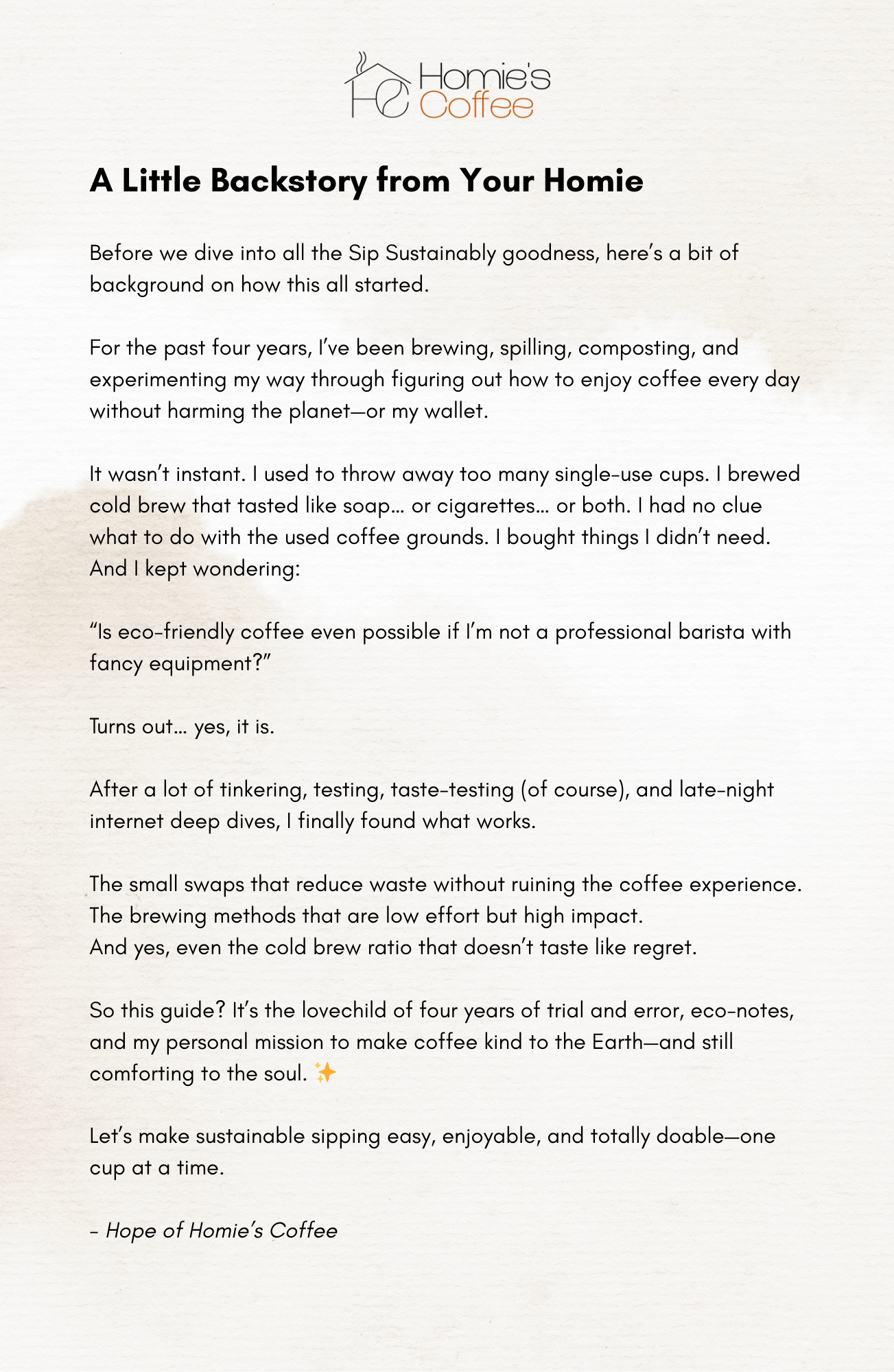 Sip Sustainably: Homie's beginner guide to brewing and sipping coffee without trashing the planet